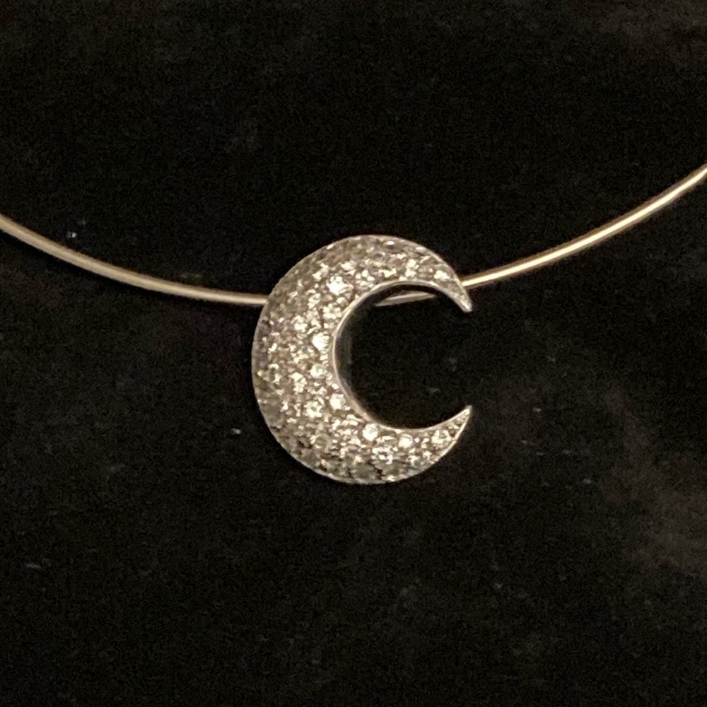 “Love to The Moon & Back” w/ This SPARKLY RHINESTONE MOON Wire Choker NECKLACE